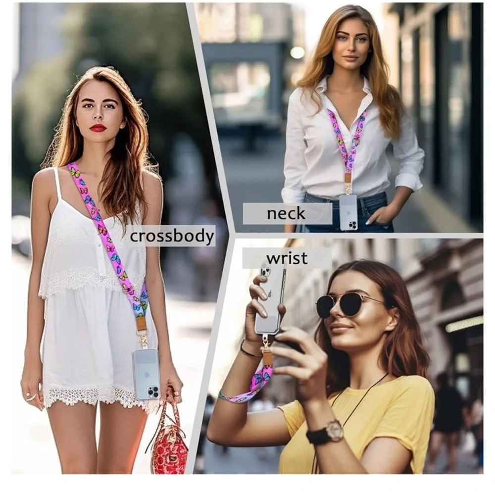 Cell Phone Lanyard Crossbody with Wrist Strap, Cute Butterfly Phone Lanyards new